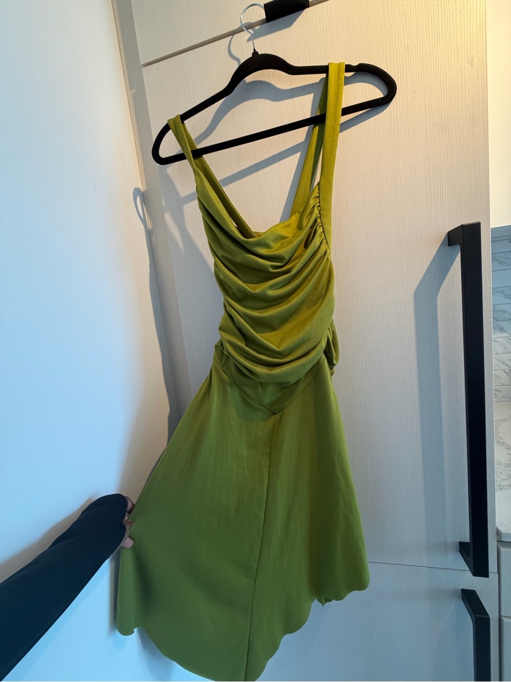 silence + noise Olive Draped Midi Dress